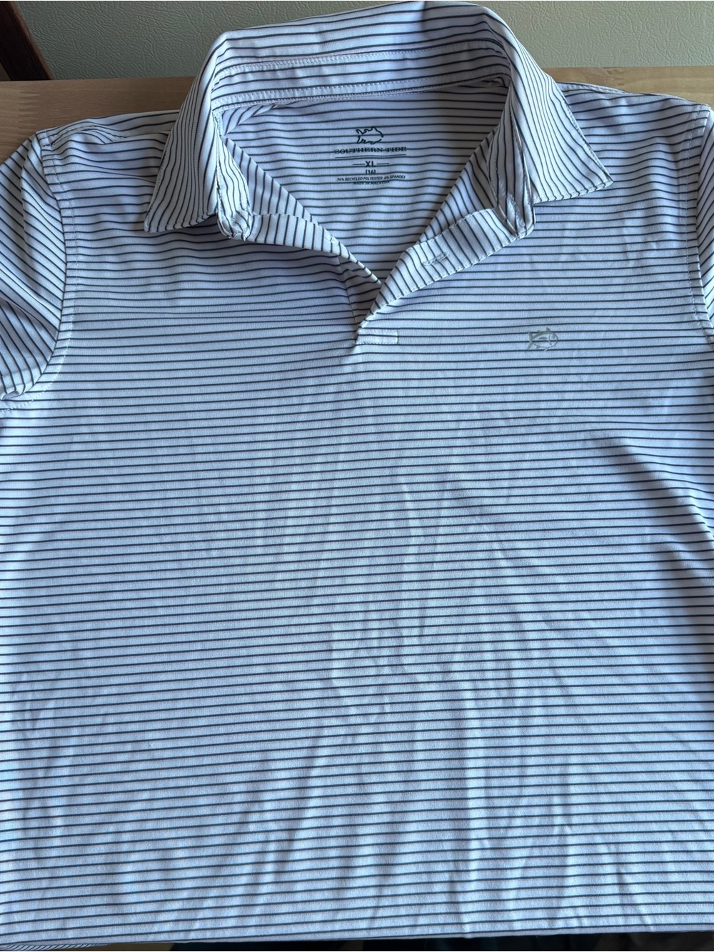 Southern Tide Striped Short-Sleeve Polo Shirt - Light Blue/White